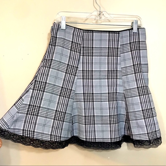Vintage mini skirt 90s Y2k pink and grey plaid pleated preppy punk style - Picture 2 of 4